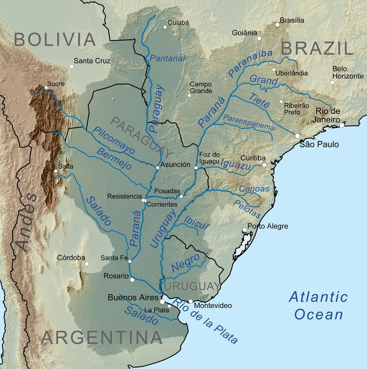 地图上巴拉圭河