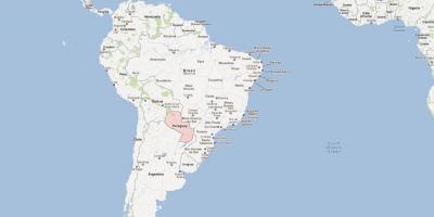 地图上的巴拉圭是南美洲